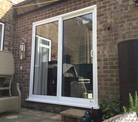 White aluminium sliding patio doors